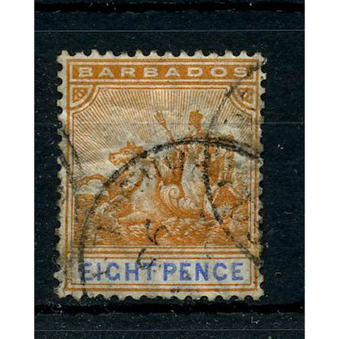 Barbados 1892-1903 8d Orange & ultramarine, cds used but a little grubby. SG112