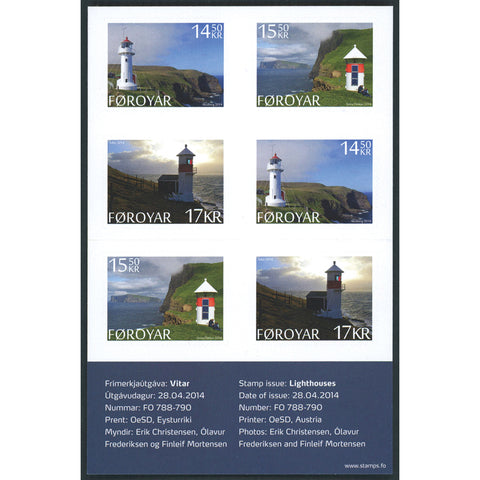 Faroe Is 2014 Faroese Lighthouses Booklet, u/m. SG703a-c self-ad x 2