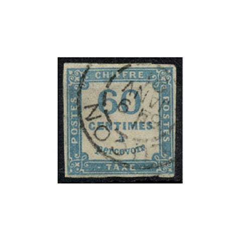 France 1871-78 60c Blue imperf 4 marg but thinned, f/u SGD217