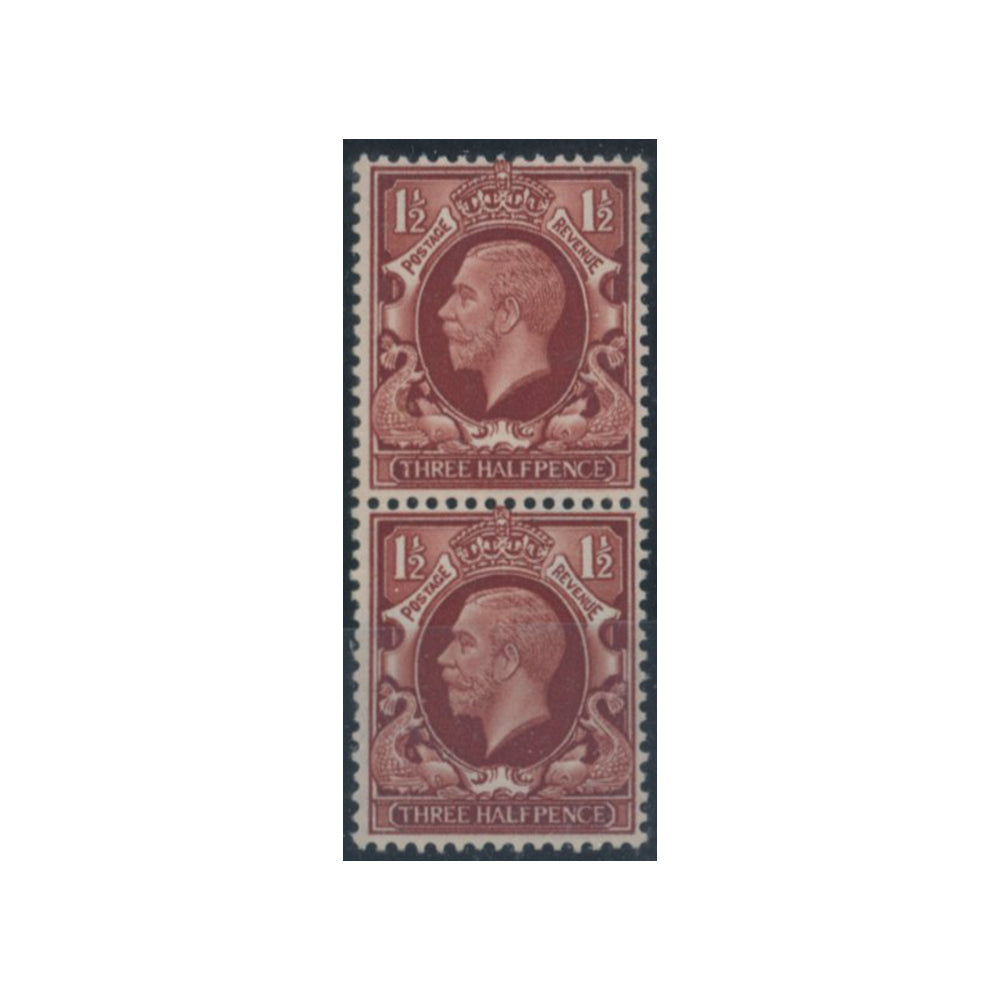 GB 1934 1 1 2d Red brown vertical paper join pair with top stamp