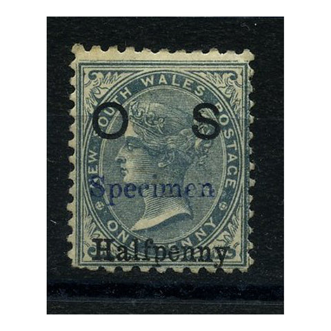 NSW 1891 1/2d on 1d Grey, ovpt SPECIMEN, fresh mtd mint. SGO55s