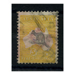 Australia 1913-14 5/- Grey & yellow, die II, good to fnie used, faulty. SG13_AUST0013UX