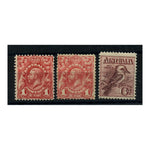 Australia 1913-14 1d, 6d Definitives, inc both shades 1d (3v), fresh mtd mint. SG17+c+19_AUST0017MM3