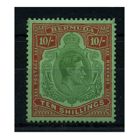 Bermuda 1953 10/- Green & dull-red/green, ord ppr, perf 13, u/m. SG119f