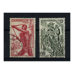 Cameroun 1950 2f, 10f Definitives, perf 12x12-1/2, fine cds used. SG242a+47a_CAMR0242AU2