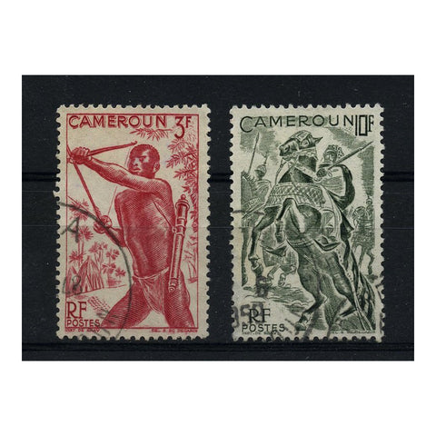 Cameroun 1950 2f, 10f Definitives, perf 12x12-1/2, fine cds used. SG242a+47a_CAMR0242AU2