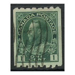 Canada 1912-21 1c Green, Perf 8 x imperf, fine used. SG224a