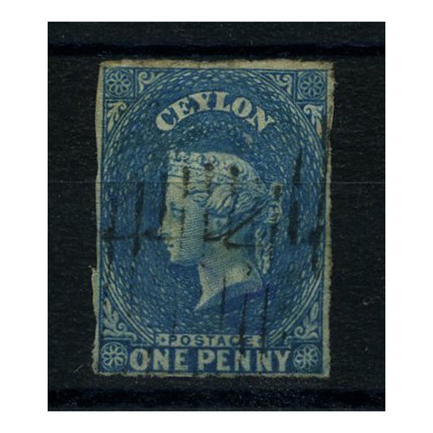 Ceylon 1857-59 1d Deep turquoise-blue, just 4 margins, good to fine used. SG2_CEYL0002U