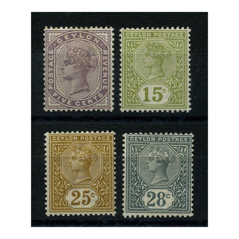 Ceylon 1886 New definitives, less 15c, fresh mtd mint. SG195-99 (less 197)_CEYL0195MMS