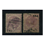 Ceylon 1888-90 Two on 4c rosy mauve, SURCHARGE DOUBLE one inverted + normal, fine used. SG204c