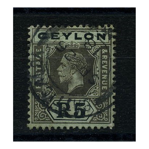 Ceylon 1917-25 5r Black / blue-green, cds used. SG317b_CEYL0317BU1