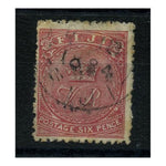 Fiji 1880 6d Rose, pl 1, perf 12-1/2, 'ND' of 'SANDERSON' wmk visible, cds used. SG38