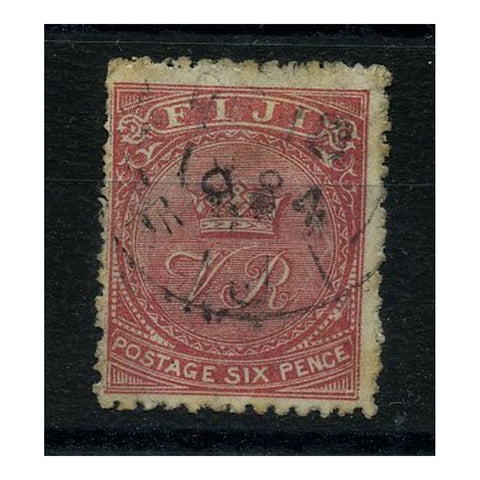 Fiji 1880 6d Rose, pl 1, perf 12-1/2, 'ND' of 'SANDERSON' wmk visible, cds used. SG38