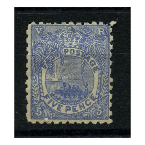 Fiji 1892-93 5d Ultramarine, Perf 11x10, fine mtd mint. SG85