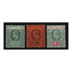 Fiji 1904-09 Wmk mult crown CA trio, fresh mtd mint. SG115-17