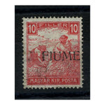 Fiume 1918-19 10f Rose-red (white figures), fine used. SG6_FIUM0006U