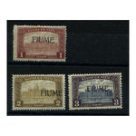 Fiume 1918-19 1k-3k On parliament defins, fresh mtd mint. SG16-18_FIUM0016MM3
