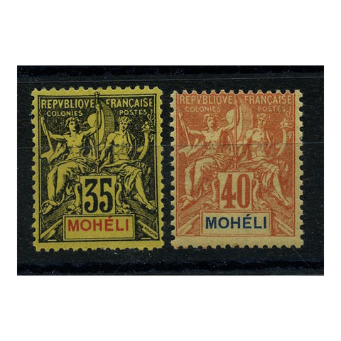 Moheli 1906-07 35c, 40c Definitives, fresh mtd mint. SG9-10_FSCMMO0009MM2