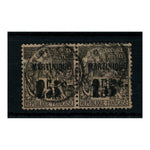 Martinique 1888-91 15c on 25c Black / rose, hoiz pair, cds used. SG19_FSME0019U2