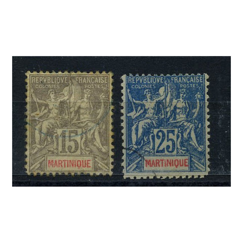 Martinique 1899-1906 15c, 25c Definitives, fine cds used. SG48-49_FSME0048U2