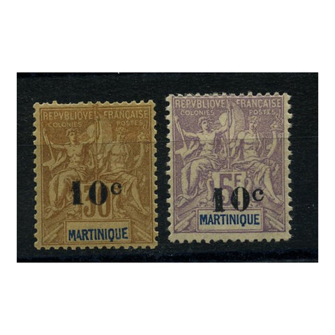 Martinique 1904 10c Surcharge pair, fresh mtd mint. SG54-55_FSME0054MM