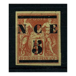 N Caledonia 1884 4c on 40c Red / yellow, 4 margins, fresh mtd mint. SG8_FSNC0008MM
