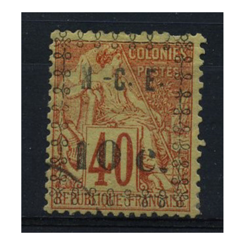 N Caledonia 1891 10c on 40c Red / yellow, cds used. SG14_FSNC0014U