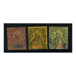 N Caledonia 1892 50c-1f Top value defins, cds used. SG41-43_FSNC0041U3