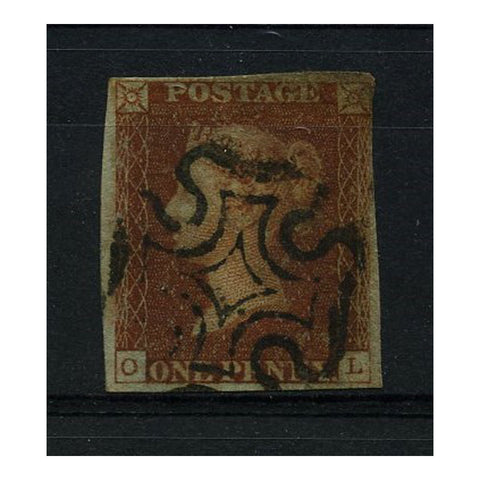 GB 1841 1d Red-brown, printed from Black plate, just 4 marging, black MX used. SG7