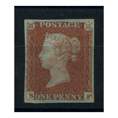 GB 1841 1d Pale red-brown (worn plate),4 margins, gum a bit weak. SG9