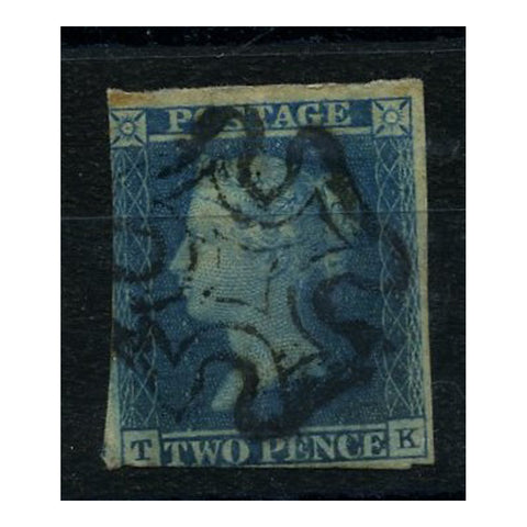 GB 1841-51 2d Blue, near 3 marg, used with Norwhich black MX cancel. SG14