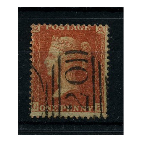 GB 1856-57 1d Brick-red, wmk large crown, perf 14, fine used. SG30