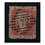 GB 1856-57 1d Brown-rose, wmk large crown, perf 14, fine used with '172' Derry cancel. SG32