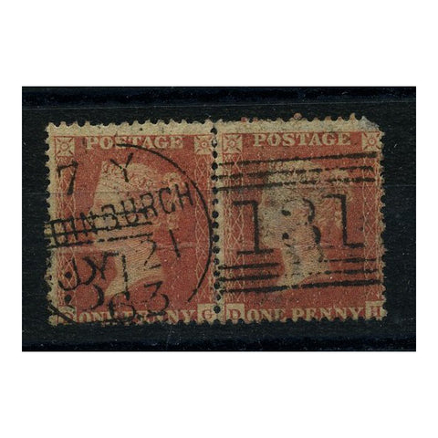 GB 1857-58 1d Pale rose-red, horiz pair, used with Edinburgh cancels, minor faults. SG39