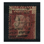 GB 1864-79 1d Rose-red, pl 143, misperf (value tablet at top) fine used, perfs trimmed right. SG43va