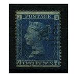 GB 1858-76 2d Blue, thick lines, plate 7, misplace horiz perfs, fine used, minor faults. SG45var