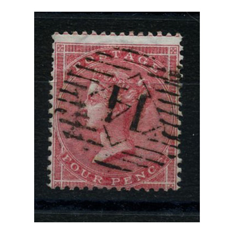 GB 1856 4d Deep-rose, wmk med garter, reg white ppr, specially prepared ink, good to fine used. SG65