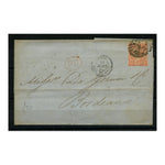 GB 1865 4d Pale-red, on cover to Bordeaux w red 'PD' mark, from BB&T (Barclays forerunner). SG80