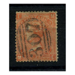 GB 1867 4d Dull-vermillion, pl 9, 'flaw though M' variety, fine used. SG93var