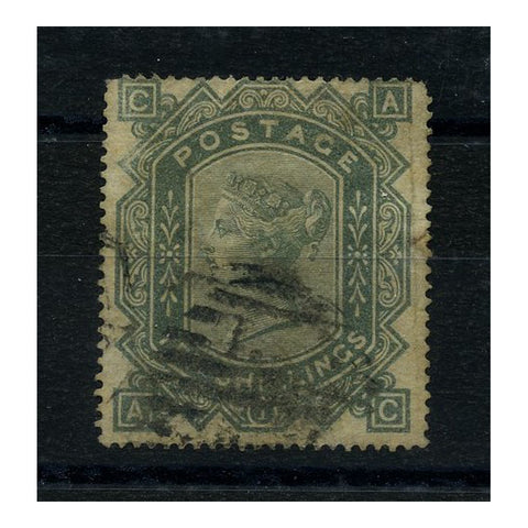 GB 1878-83 10/- Greenish-grey, wmk MX, good used with typical minor faults. SG128