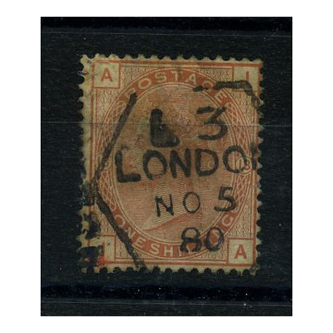 GB 1880 1/- Orange-brown, plate 13, fine used, corner repair. SG151