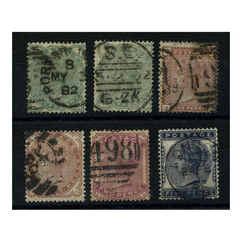 GB 1880-81 Definitive issue (inc both shades 1/2d), average used. SG164-69