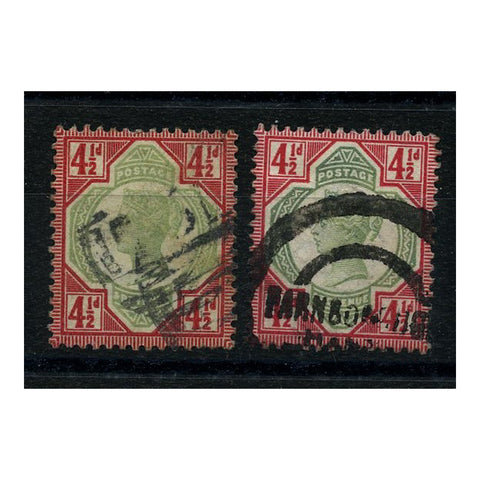 GB 1887-92 4-1/2d Both shades, good to fine used. SG206+a