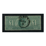 GB 1902-10 £1 'Long' dull blue-green, fine cds used. SG266