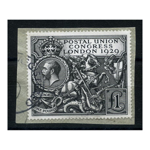 GB 1929 £1 PUC, an exceptionally fresh and fine example used on fragment with superb cds. SG438