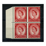 GB 1957-58 2-1/2d Carmine-red, type II, vert misperf block of 4, lightly mtd mint. SG544bvar