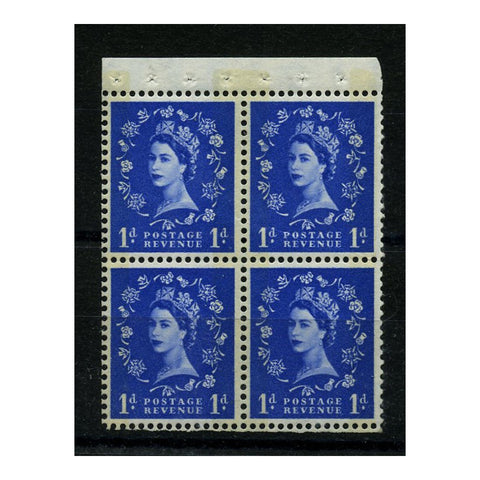 GB 1961-67 1d Ultramarine, phosphor bklt pane, wmk inverted, u/m. SG611mbWi, SB43wi