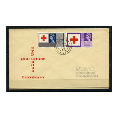 GB 1963 Red Cross, used on pair of matched, illustrated FDCs. SG642-44