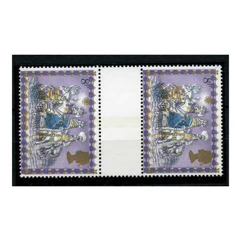 GB 1979 8p Three Kings, multi-colour shift (ochre down, gold up), u/m in gutter pair. SG1104var