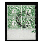 GB 1952-54 1-1/2d Green, fine used block of 4. SGD37